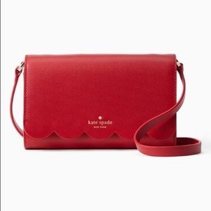 Kate Spade red leather scallop crossbody purse